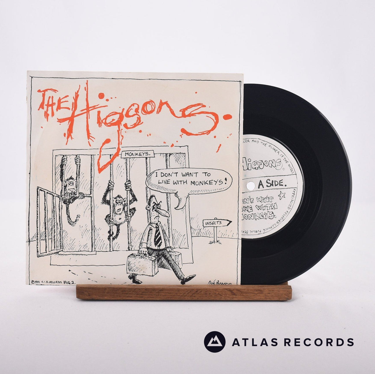 The Higsons I Don't Want To Live With Monkeys ! 7" Vinyl Record - Front Cover & Record