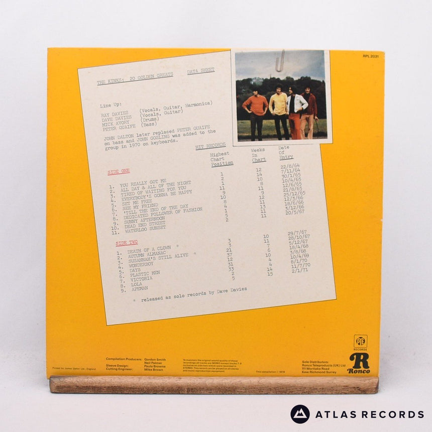 The Kinks - 20 Golden Greats - LP Vinyl Record - EX/EX