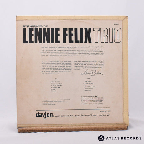 The Lennie Felix Trio - After Hours - LP Vinyl Record - VG+/VG+