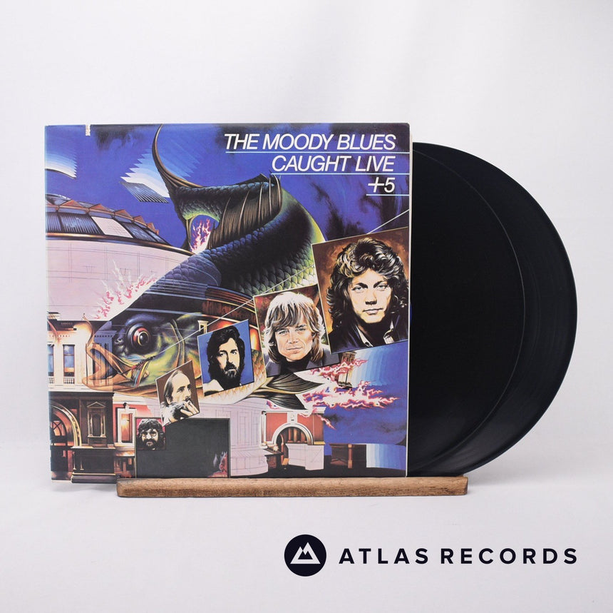 The Moody Blues Caught Live +5 2 x LP Vinyl Record - Front Cover & Record