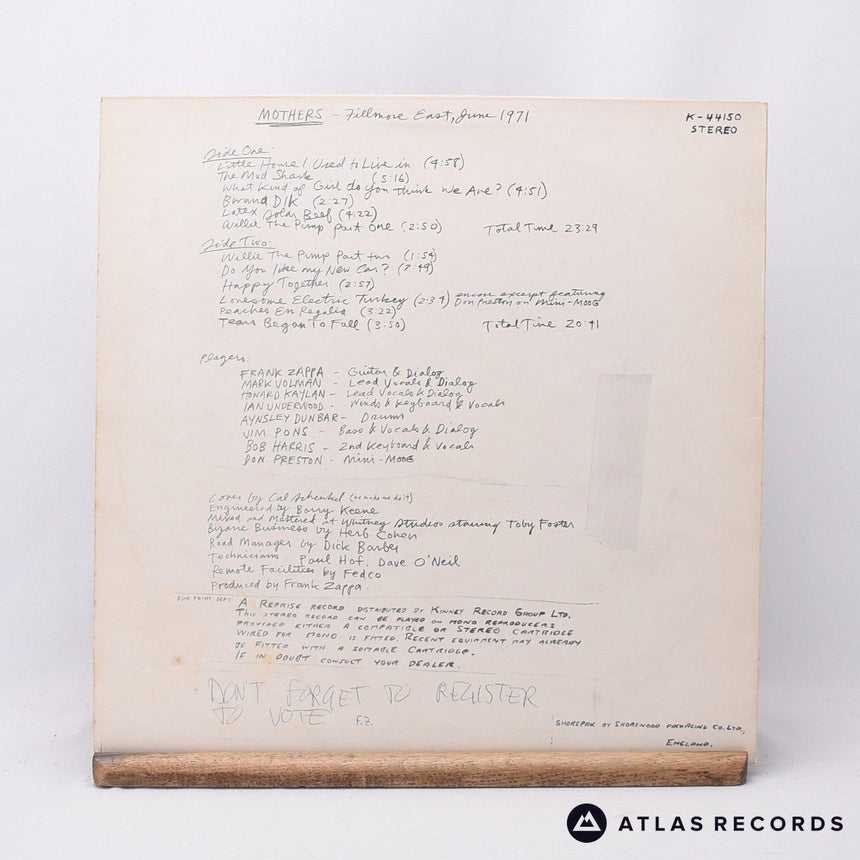 The Mothers - Fillmore East - June 1971 - A1 B1 LP Vinyl Record - VG+/EX