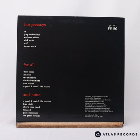 The Passage - For All And None - Lyric Sheet Townhouse LP Vinyl Record - EX/EX