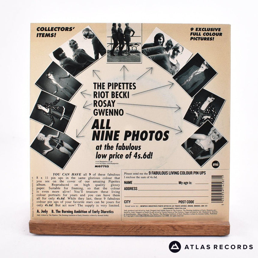 The Pipettes - Judy - Blue Transparent Die-Cut Sleeve 7" Vinyl Record - EX/NM