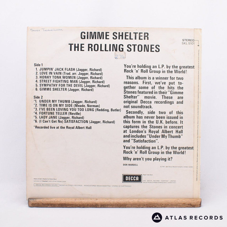 The Rolling Stones - Gimme Shelter - LP Vinyl Record - VG+/VG+