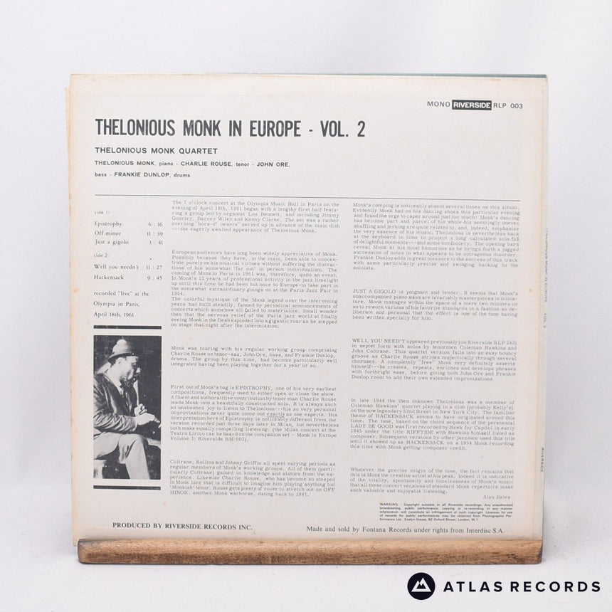 The Thelonious Monk Quartet - Thelonious Monk In Europe Vol. 2 - LP Vinyl Record