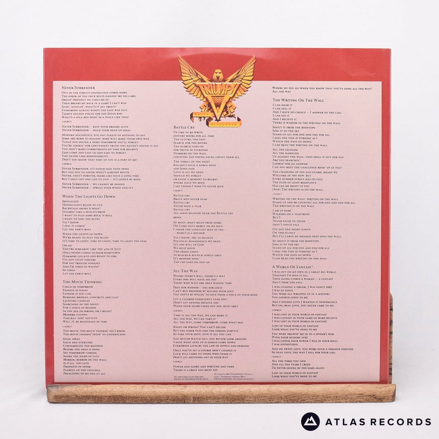 Triumph - Never Surrender - First Press Us LP Vinyl Record - EX/EX
