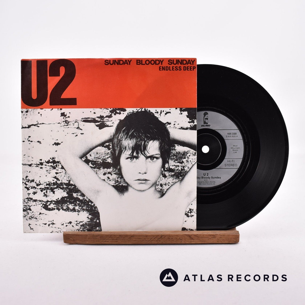 U2 Sunday Bloody Sunday 7" Vinyl Record - Front Cover & Record