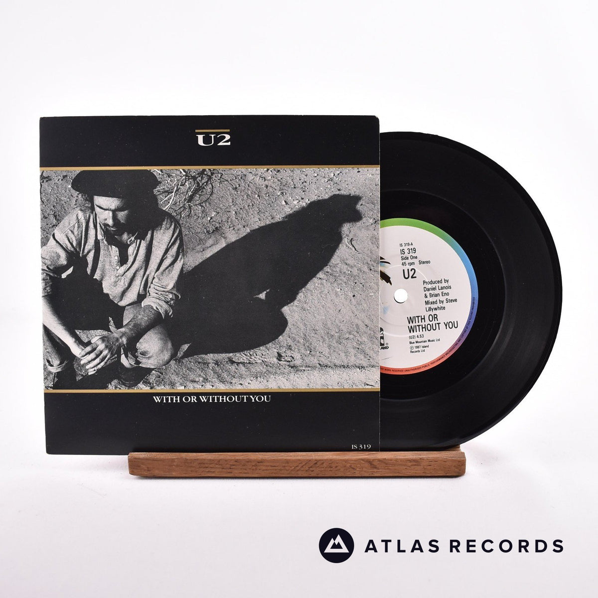 U2 With Or Without You 7" Vinyl Record - Front Cover & Record