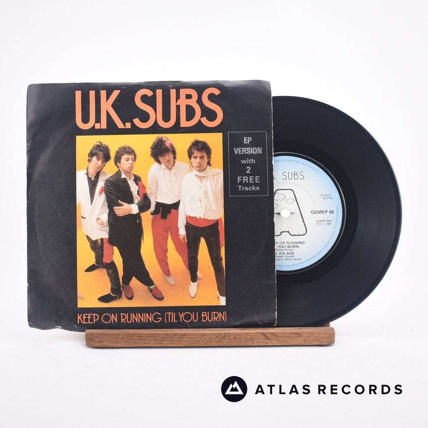 UK Subs Keep On Running 7" Vinyl Record - Front Cover & Record