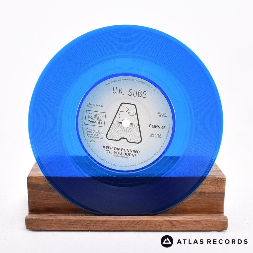 UK Subs - Keep On Running - Blue 7" Vinyl Record - EX/EX