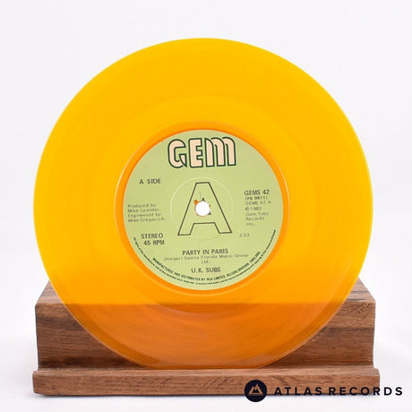 UK Subs - Party In Paris - Orange 7" Vinyl Record - VG+/EX