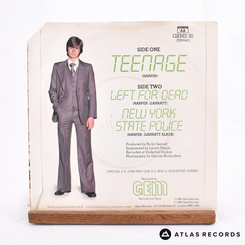 UK Subs - Teenage - Pink 7" Vinyl Record - VG+/EX