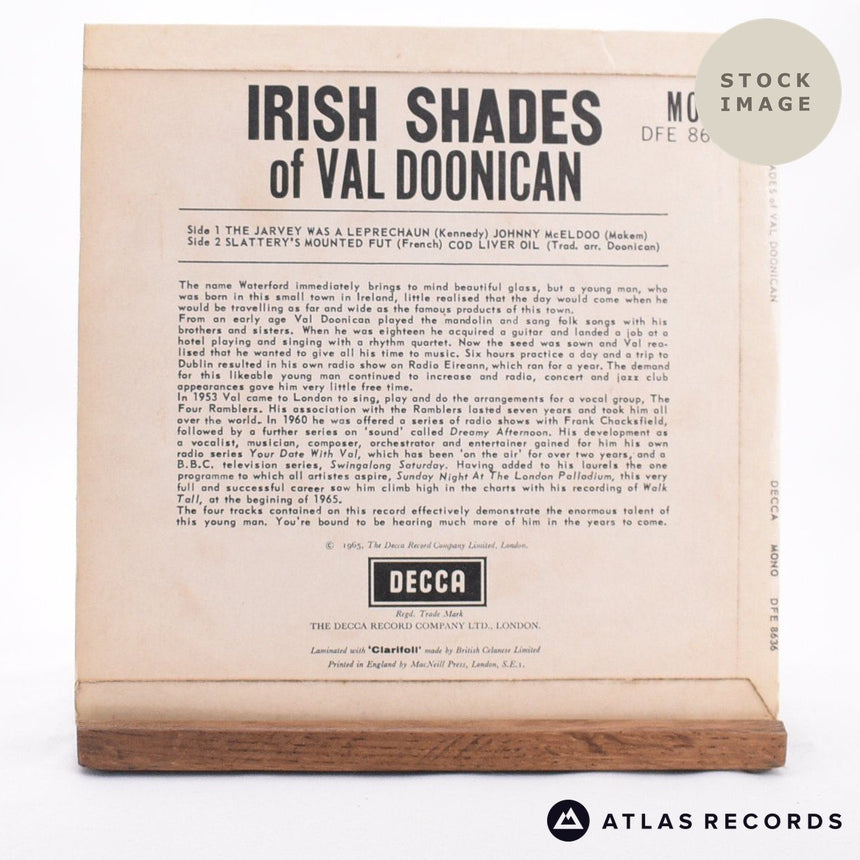 Val Doonican Irish Shades Of Val Doonican 7" Vinyl Record - Reverse Of Sleeve