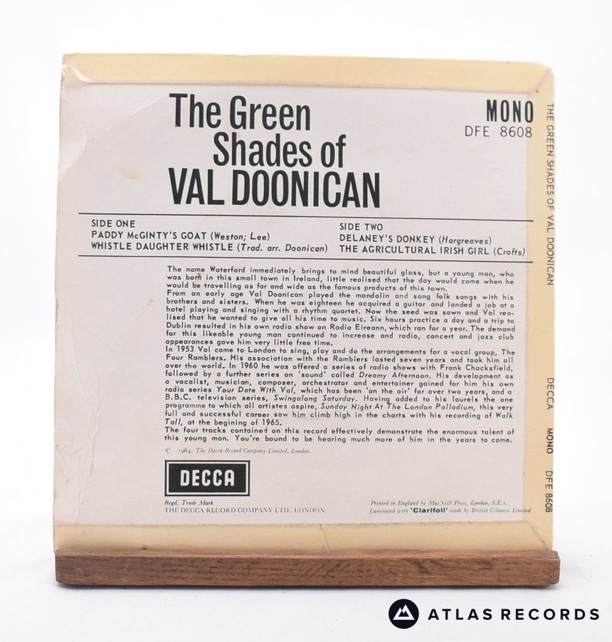 Val Doonican - The Green Shades Of - 7" EP Vinyl Record - VG+/VG