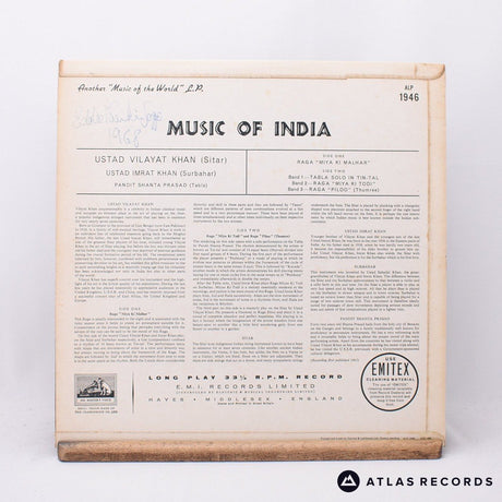 Vilayat Khan - Music Of India - Mono LP Vinyl Record - VG+/EX