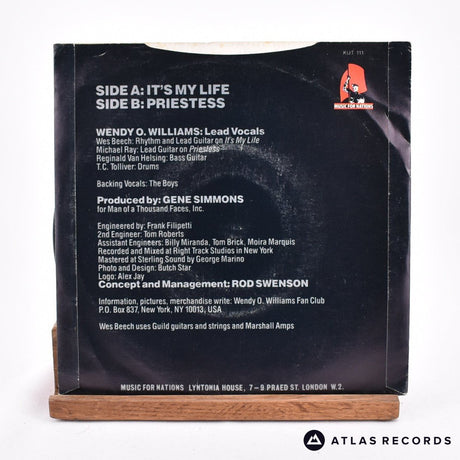 Wendy O. Williams - It's My Life - 7" Vinyl Record - EX/EX
