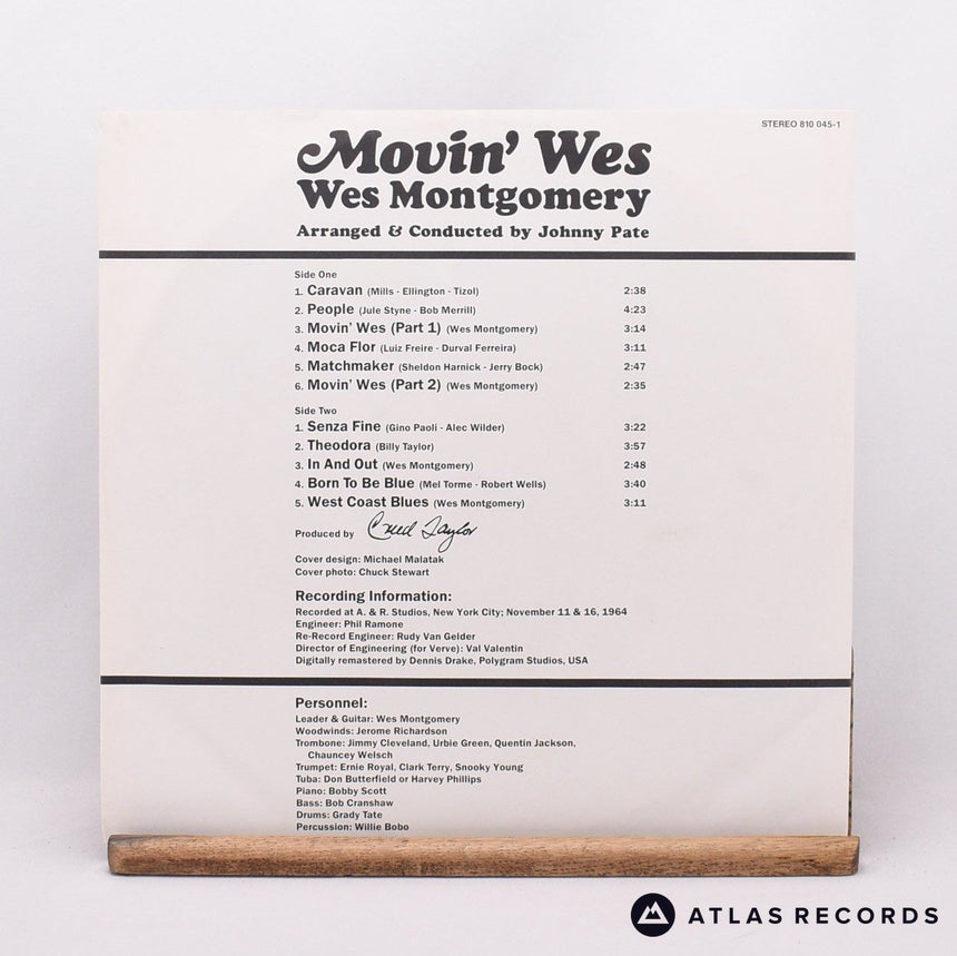 Wes Montgomery - Movin' Wes - LP Vinyl Record - VG+/VG+