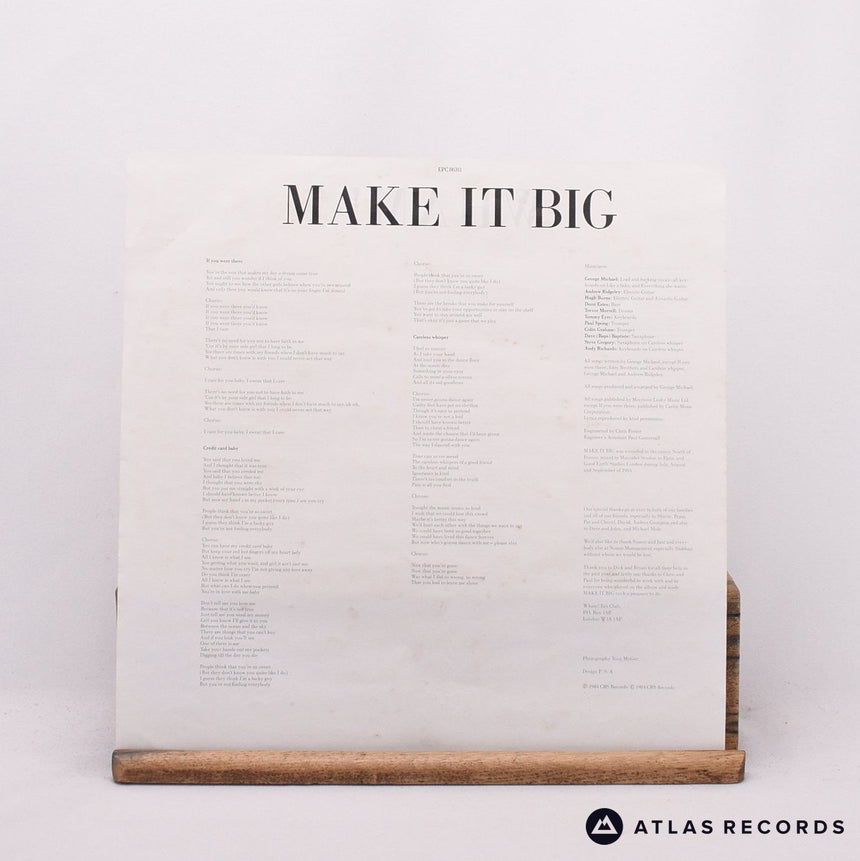 Wham! - Make It Big - Lyric Sheet LP Vinyl Record - VG+/VG+