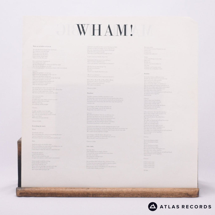 Wham! - Make It Big - Lyric Sheet A2 B2 LP Vinyl Record - VG+/VG+