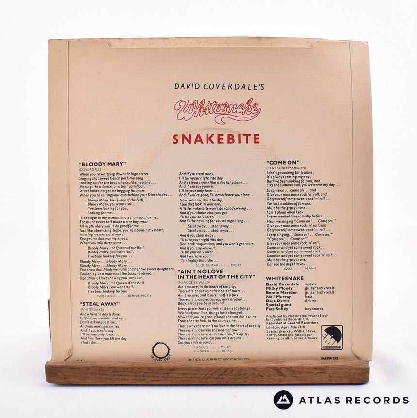 Whitesnake - Snakebite - White Textured Sleeve 7" EP Vinyl Record - VG+/VG+