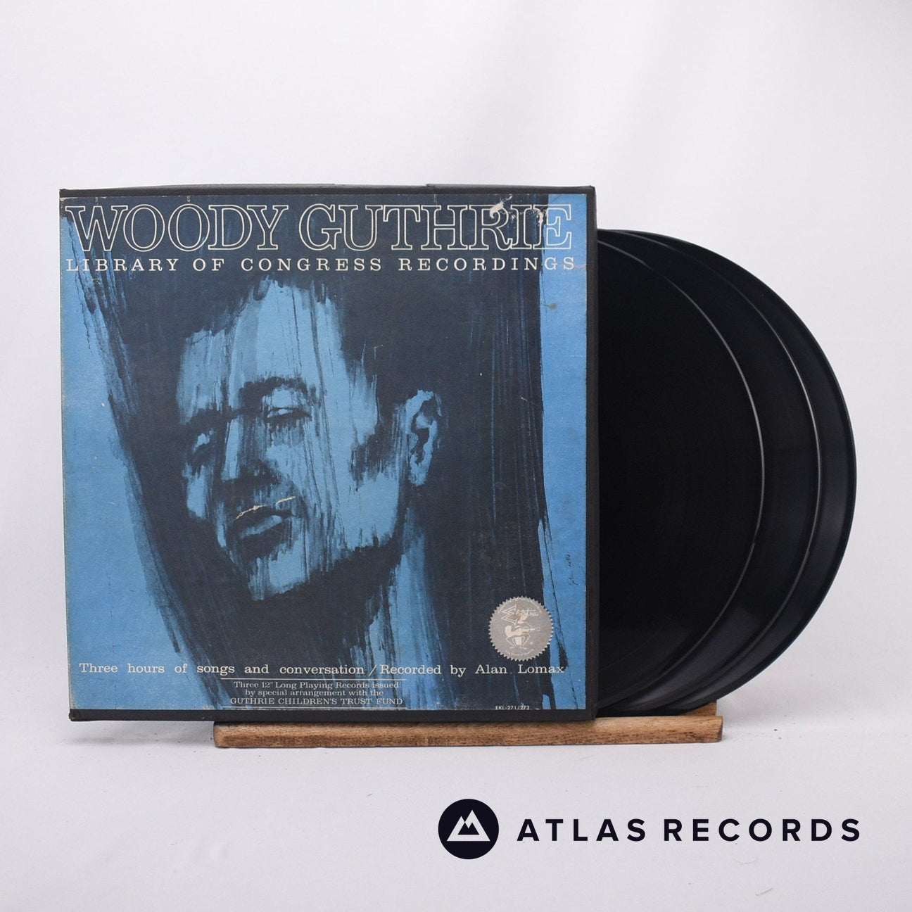 Woody Guthrie Library Of Congress Recordings 3 x LP Vinyl Record - Front Cover & Record