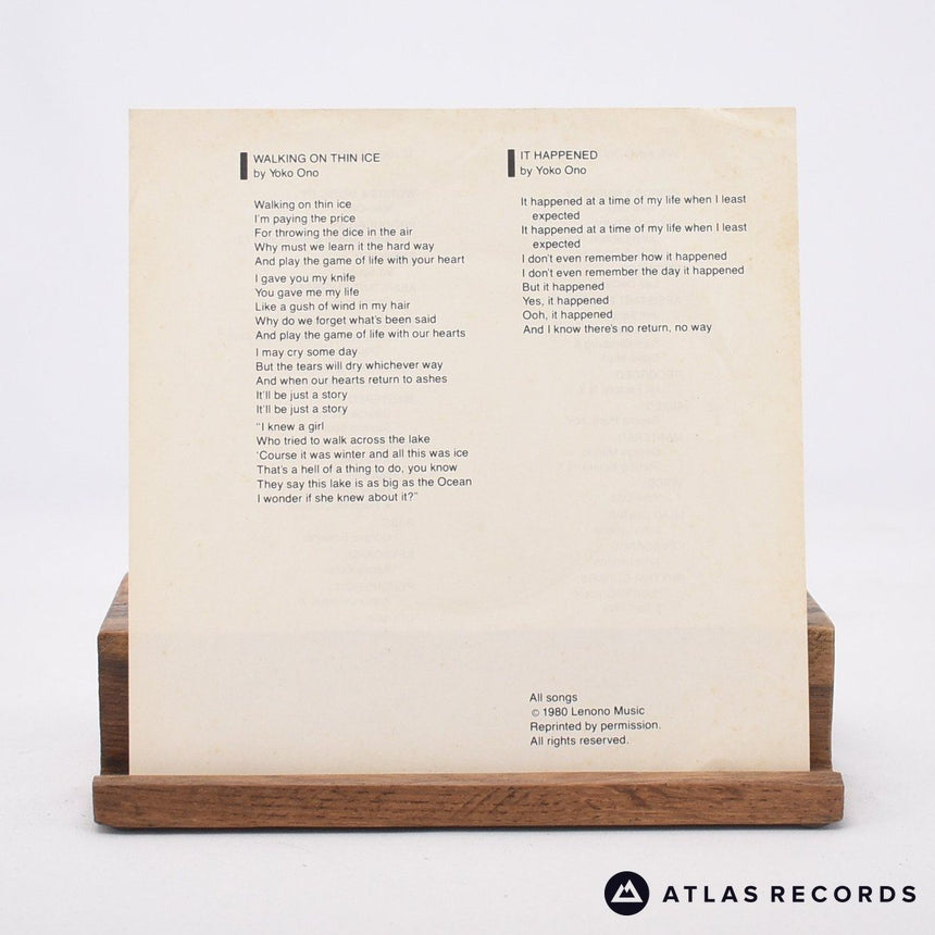 Yoko Ono - Walking On Thin Ice - 7" Vinyl Record - EX/VG+