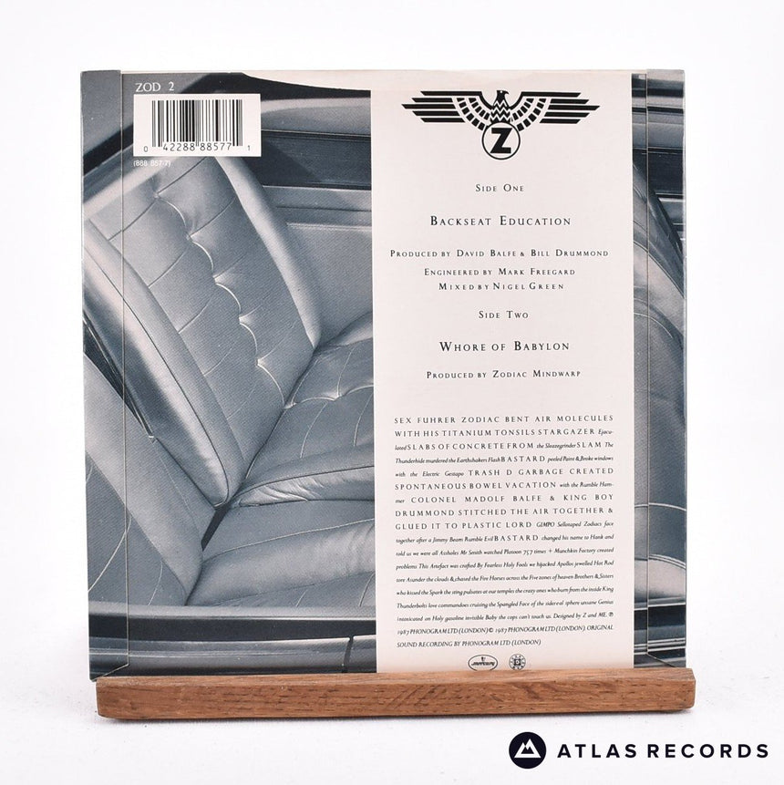 Zodiac Mindwarp And The Love Reaction - Backseat Education - 7" Vinyl Record - EX/EX