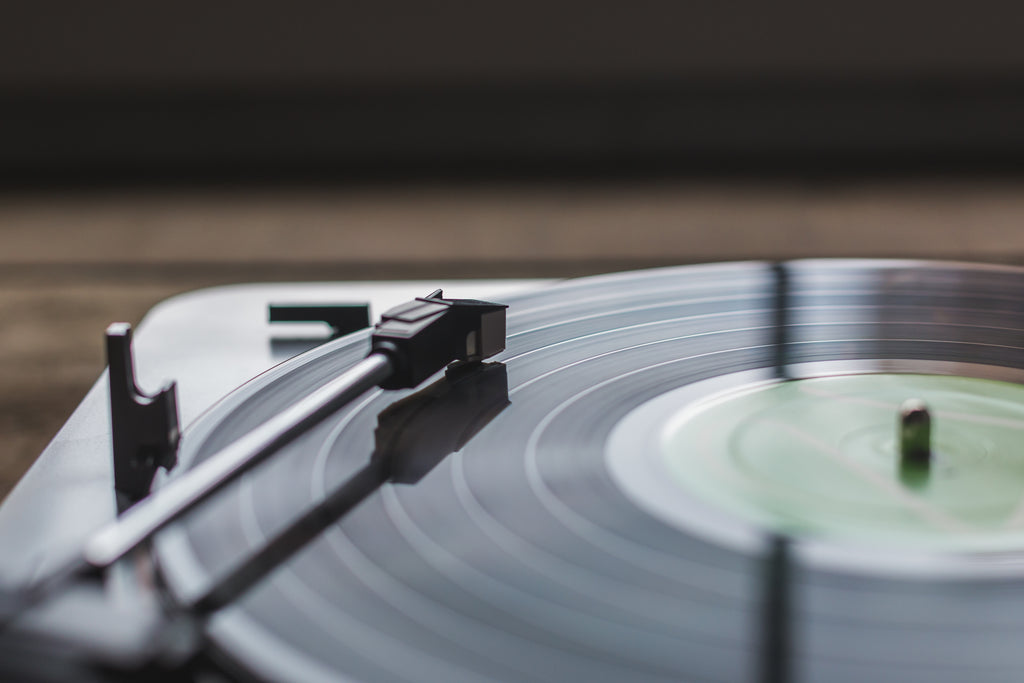 record playing on a turntable
