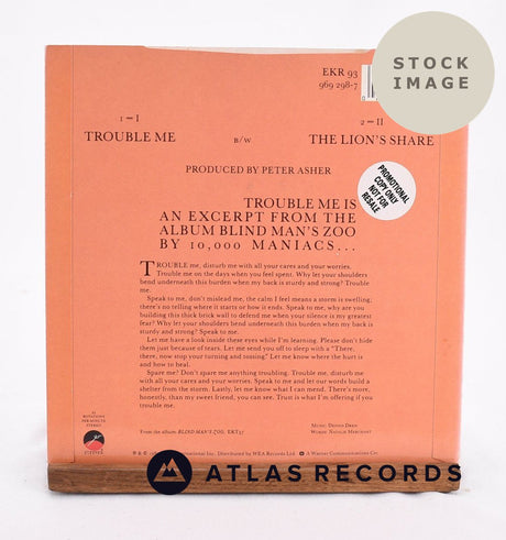 10,000 Maniacs Trouble Me 1989 Vinyl Record - Reverse Of Sleeve