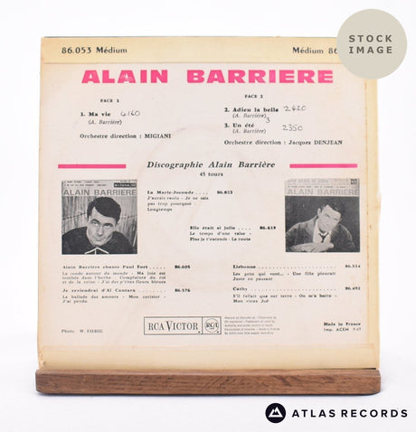 Alain Barrière Ma Vie 7" Vinyl Record - Reverse Of Sleeve