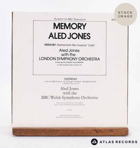 Aled Jones Memory Vinyl Record - Reverse Of Sleeve