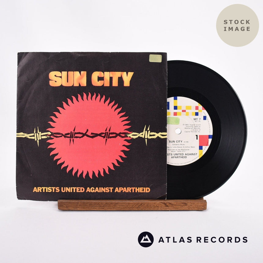 Artists United Against Apartheid Sun City 7" Vinyl Record - Sleeve & Record Side-By-Side