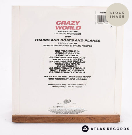 Big Trouble Crazy World 1985 Vinyl Record - Reverse Of Sleeve