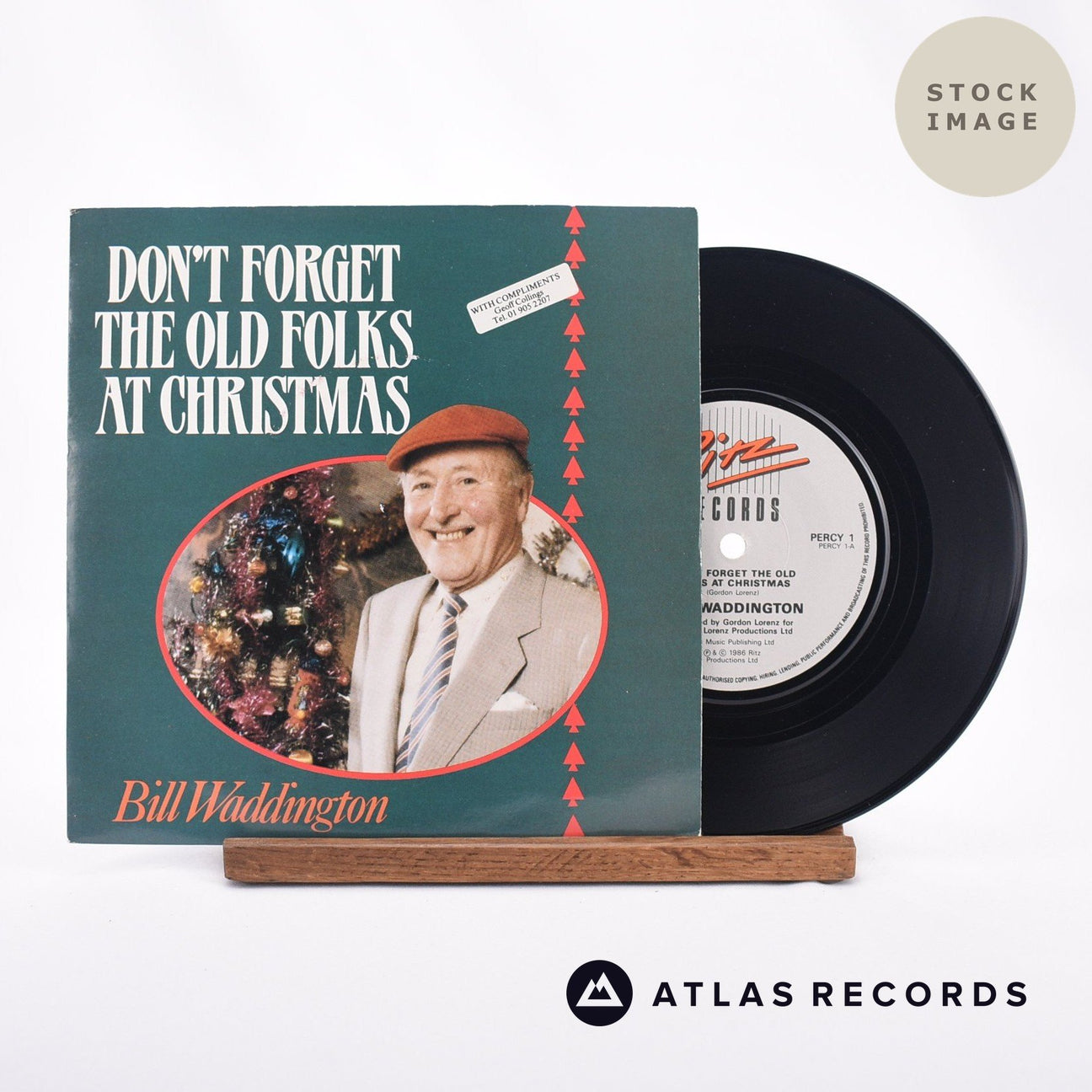 Bill Waddington Don't Forget The Old Folks At Christmas 7" Vinyl Record - Sleeve & Record Side-By-Side