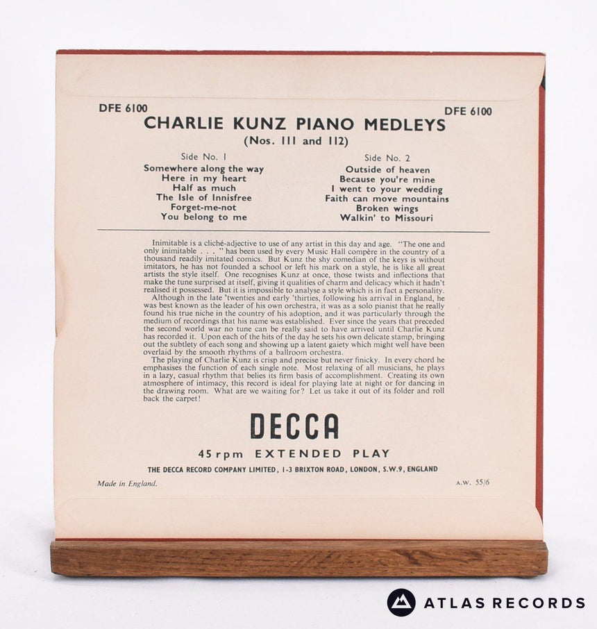 Charlie Kunz - Piano Medleys (Nos. 111 And 112) - 7" EP Vinyl Record - EX/VG+