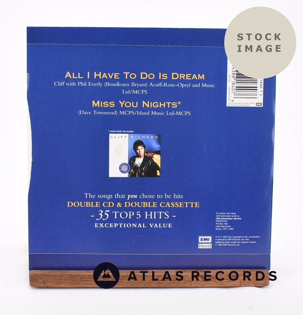 Cliff Richard All I Have To Do Is Dream & Miss You Nights Vinyl Record - Reverse Of Sleeve