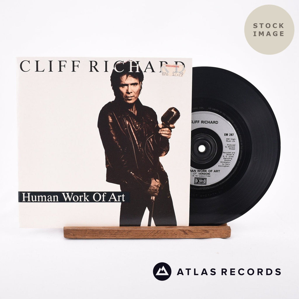 Cliff Richard Human Work Of Art 1990 Vinyl Record - Sleeve & Record Side-By-Side
