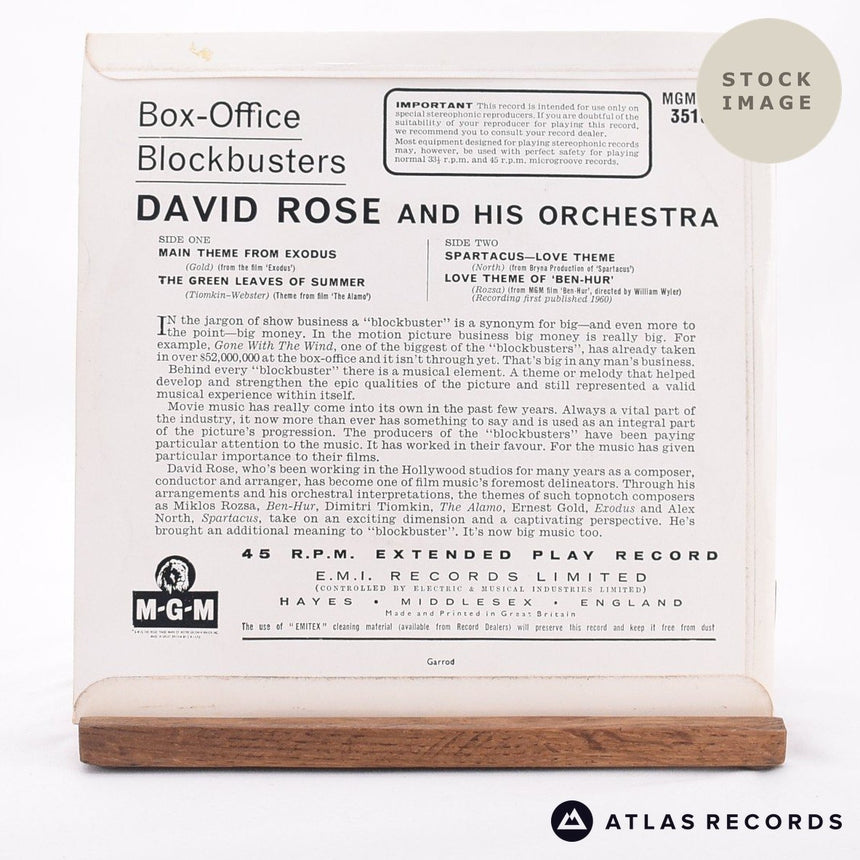 David Rose & His Orchestra Box-Office Blockbusters 7" Vinyl Record - Reverse Of Sleeve