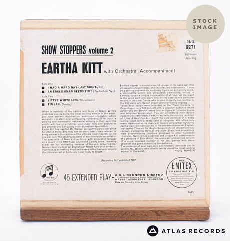 Eartha Kitt Show Stoppers Volume 2 7" Vinyl Record - Reverse Of Sleeve