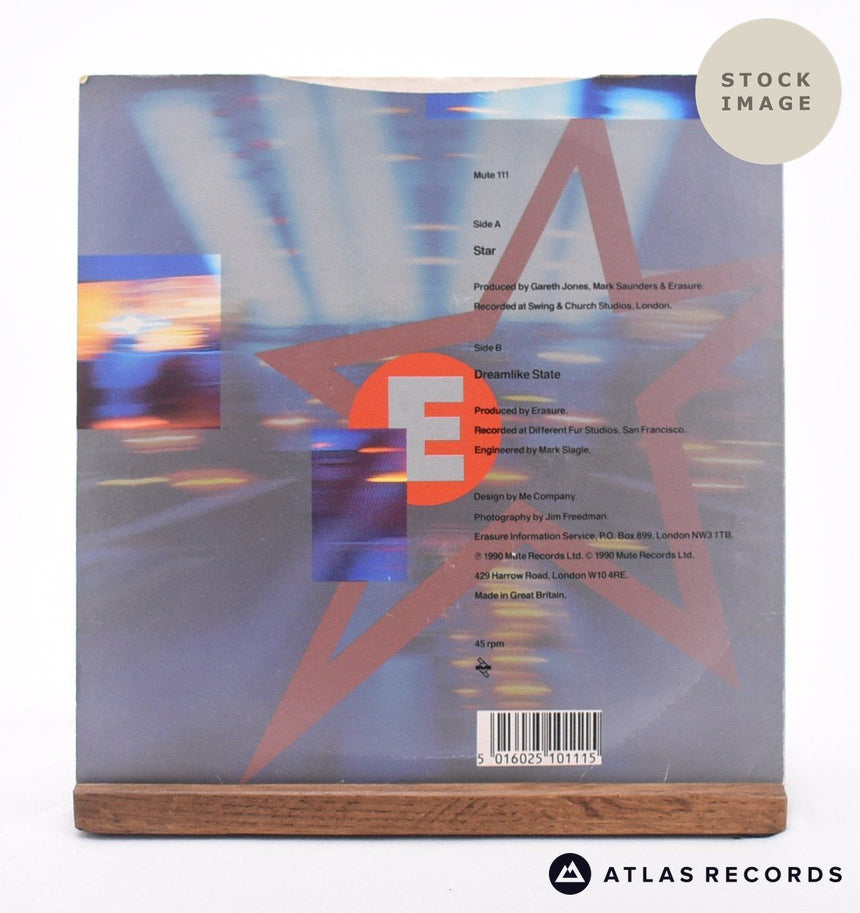 Erasure Star 7" Vinyl Record - Reverse Of Sleeve