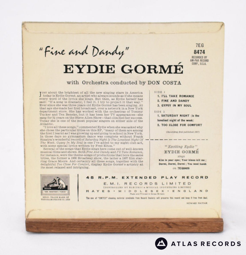 Eydie Gormé - Fine And Dandy - 7" EP Vinyl Record - VG+/VG