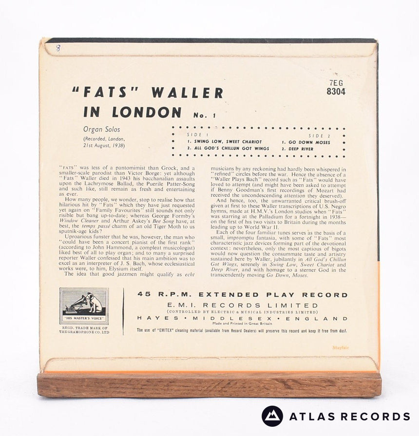 Fats Waller - "Fats" Waller In London (No. 1) - 7" EP Vinyl Record - VG+/VG