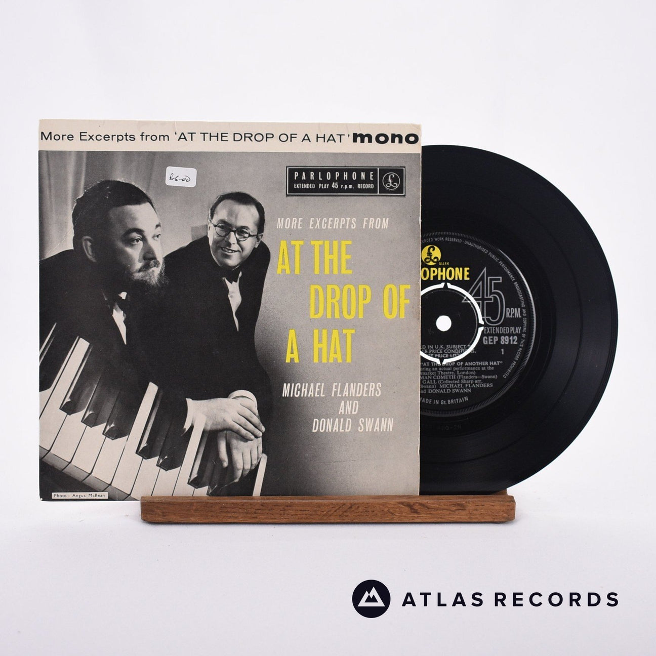 Flanders & Swann More Excerpts From 'At The Drop Of A Hat' 7" Vinyl Record - Front Cover & Record
