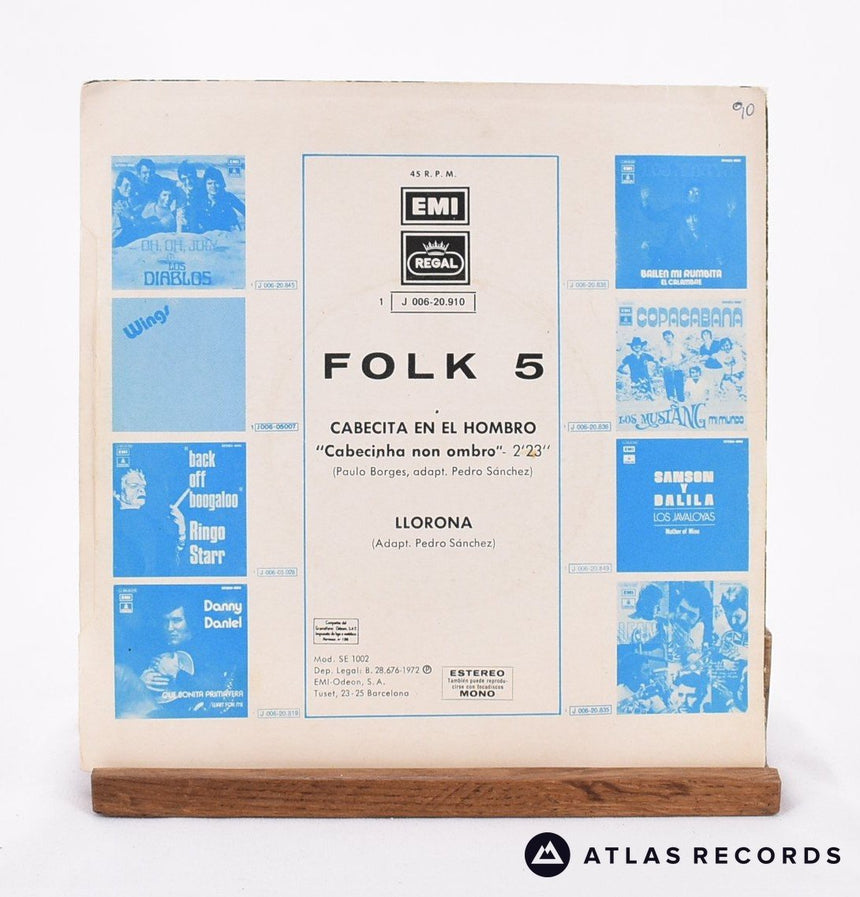 Folk - 5 - Cabecita En El Hombro / Llorona - 7" Vinyl Record - VG+/EX