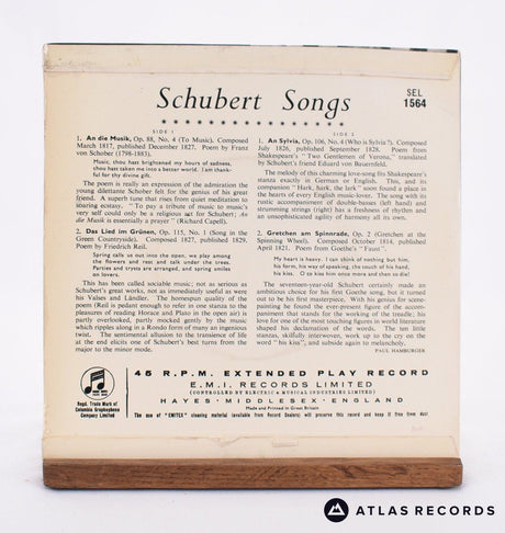 Franz Schubert - Schubert Song Recital No. 1 - Schubert Songs - 7" EP Vinyl Record - VG+/VG+