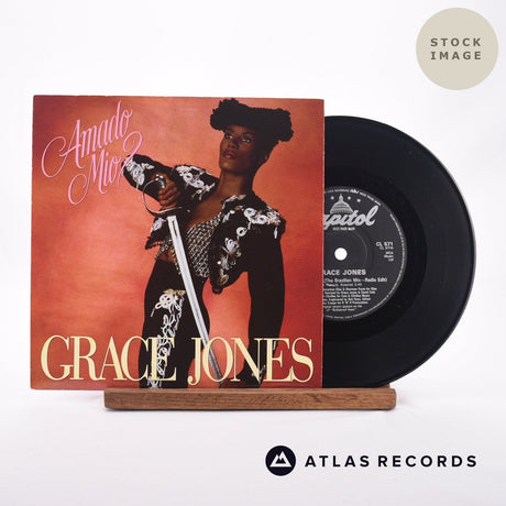 Grace Jones Amado Mio 7" Vinyl Record - Sleeve & Record Side-By-Side