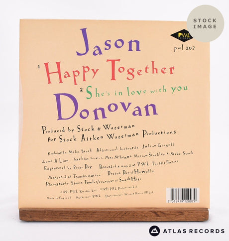 Jason Donovan Happy Together 1986 Vinyl Record - Reverse Of Sleeve