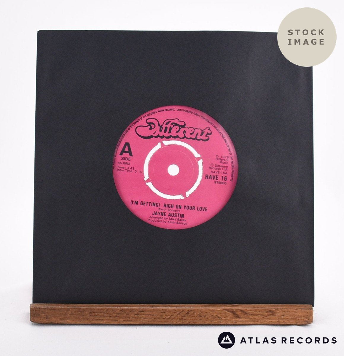 Jayne Austin (I'm Getting) High On Your Love 7" Vinyl Record - Sleeve & Record Side-By-Side