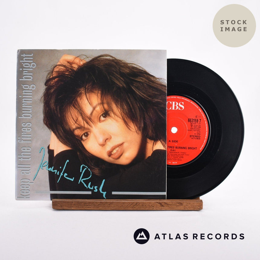 Jennifer Rush Keep All The Fires Burning Bright 7" Vinyl Record - Sleeve & Record Side-By-Side