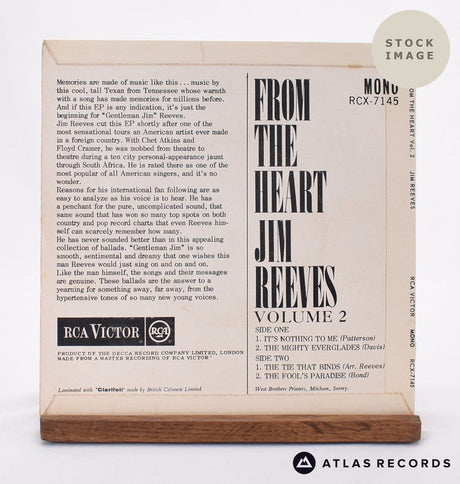 Jim Reeves From The Heart Vol. 2 Vinyl Record - Reverse Of Sleeve